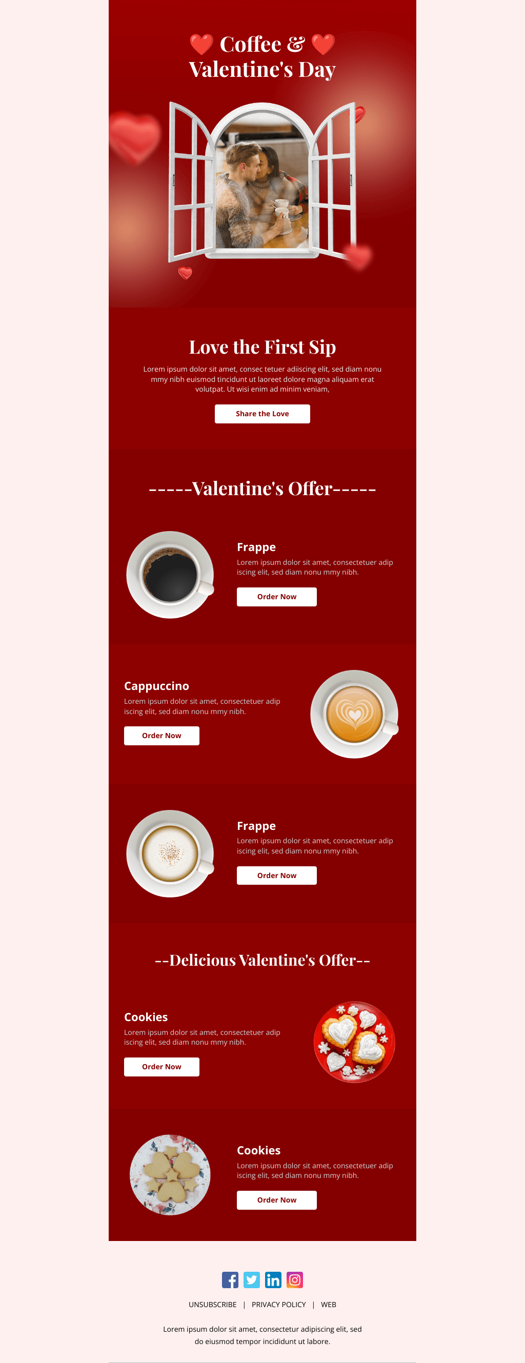 Laravel Mail Template - Valentine's Coffee Break