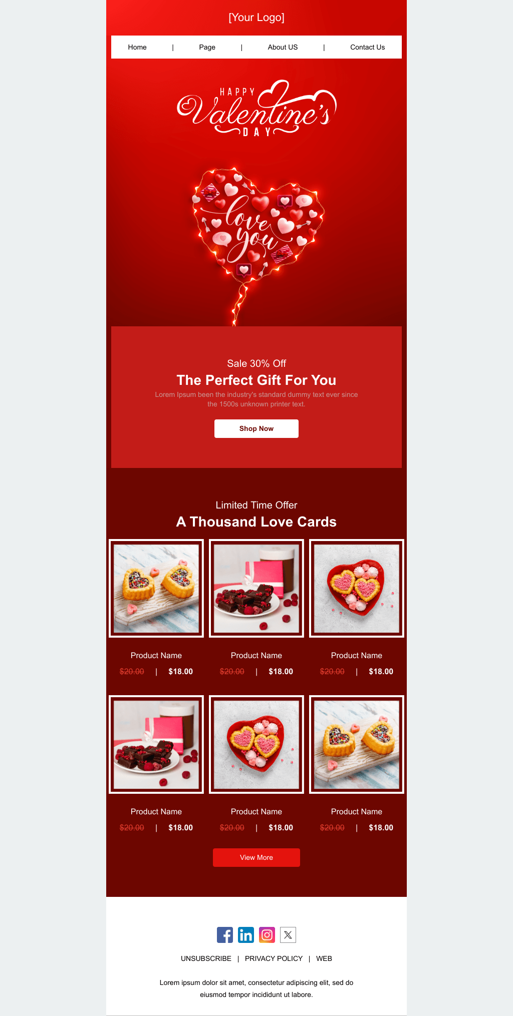 Laravel Mail Template - Valentine's Day Delight