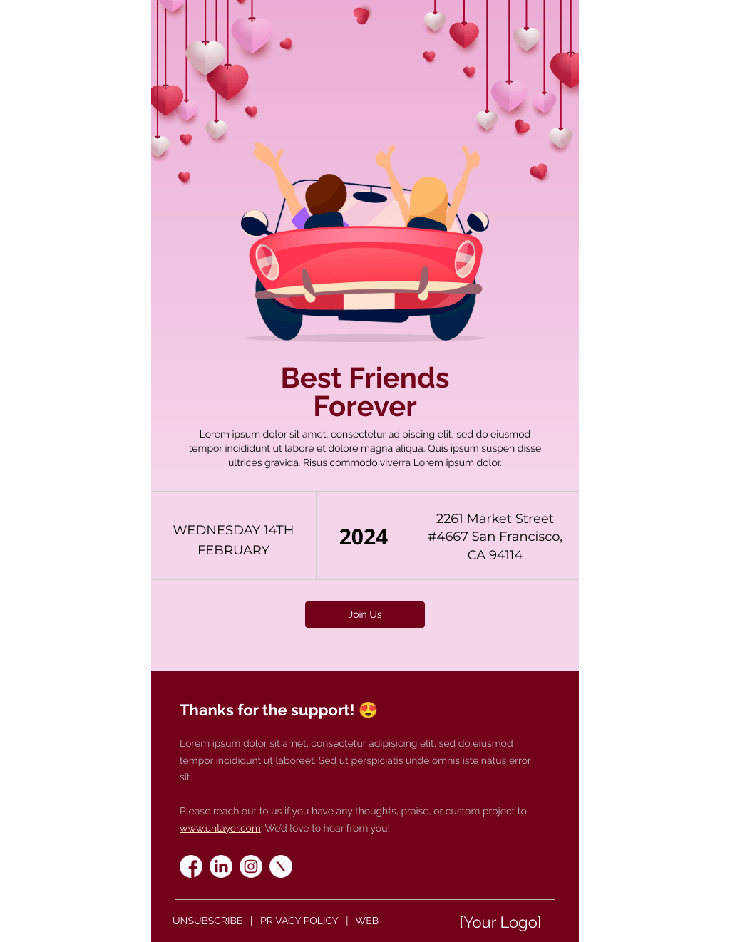 Laravel Mail Template - Valentine's Day to Friend