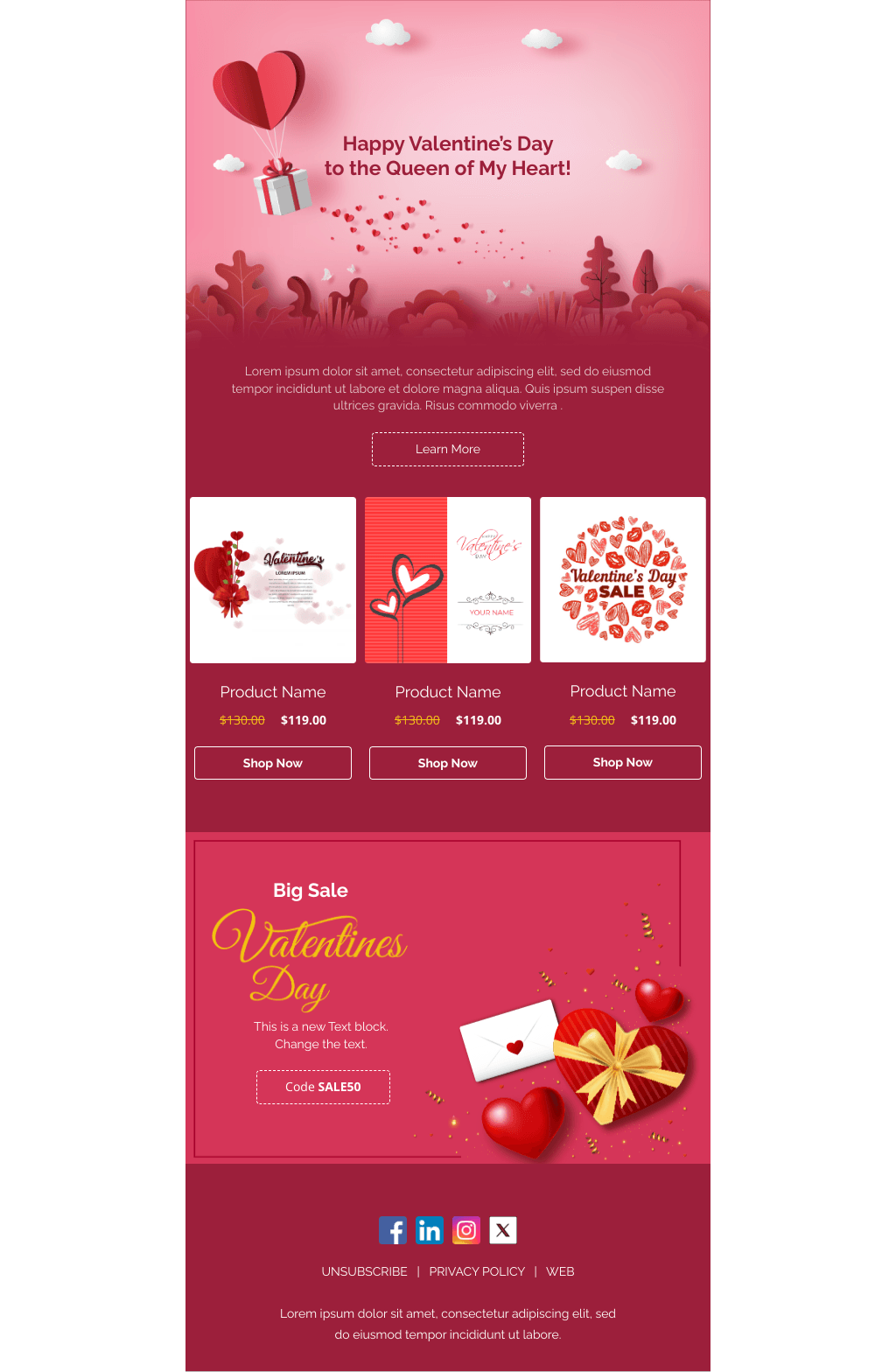 Laravel Mail Template - Valentine's Day to Her