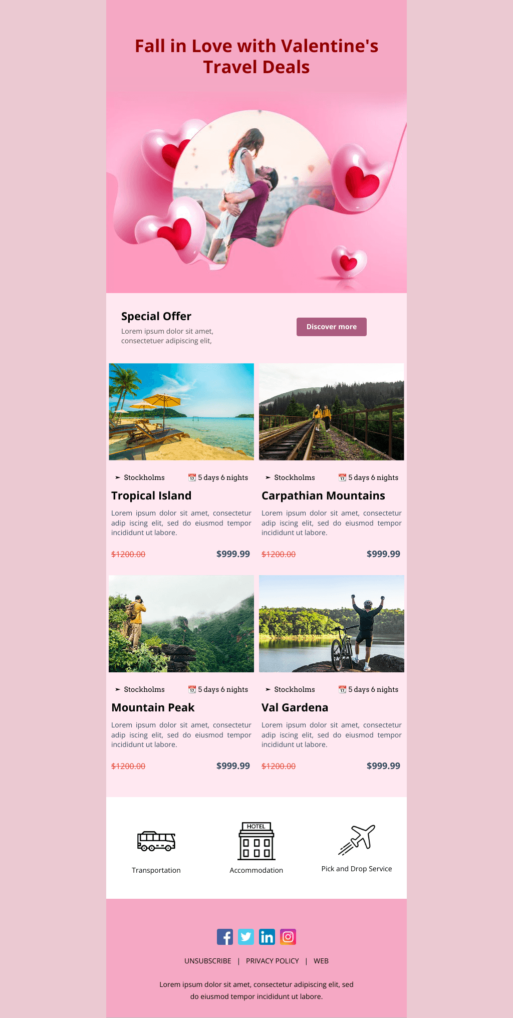 Laravel Mail Template - Valentine's Travel Discounts