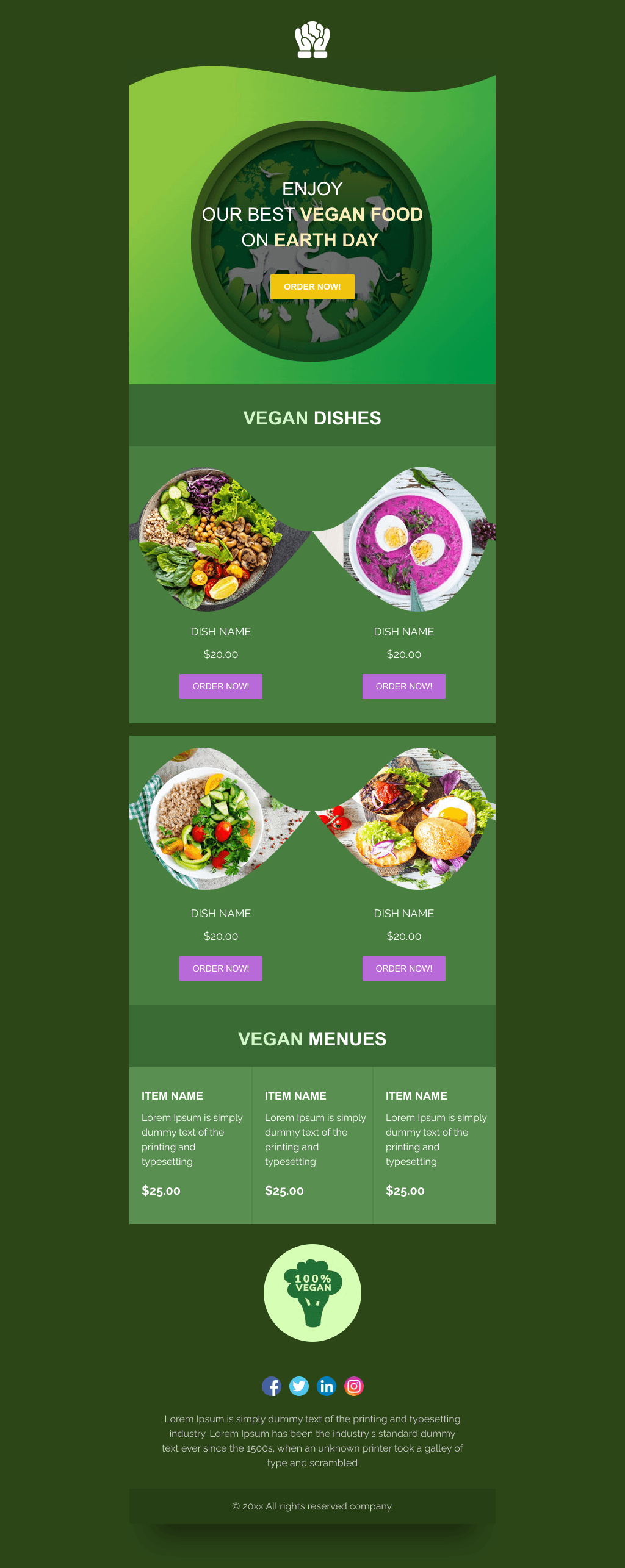 Laravel Mail Template - Vegan Restaurants Earth Day Special
