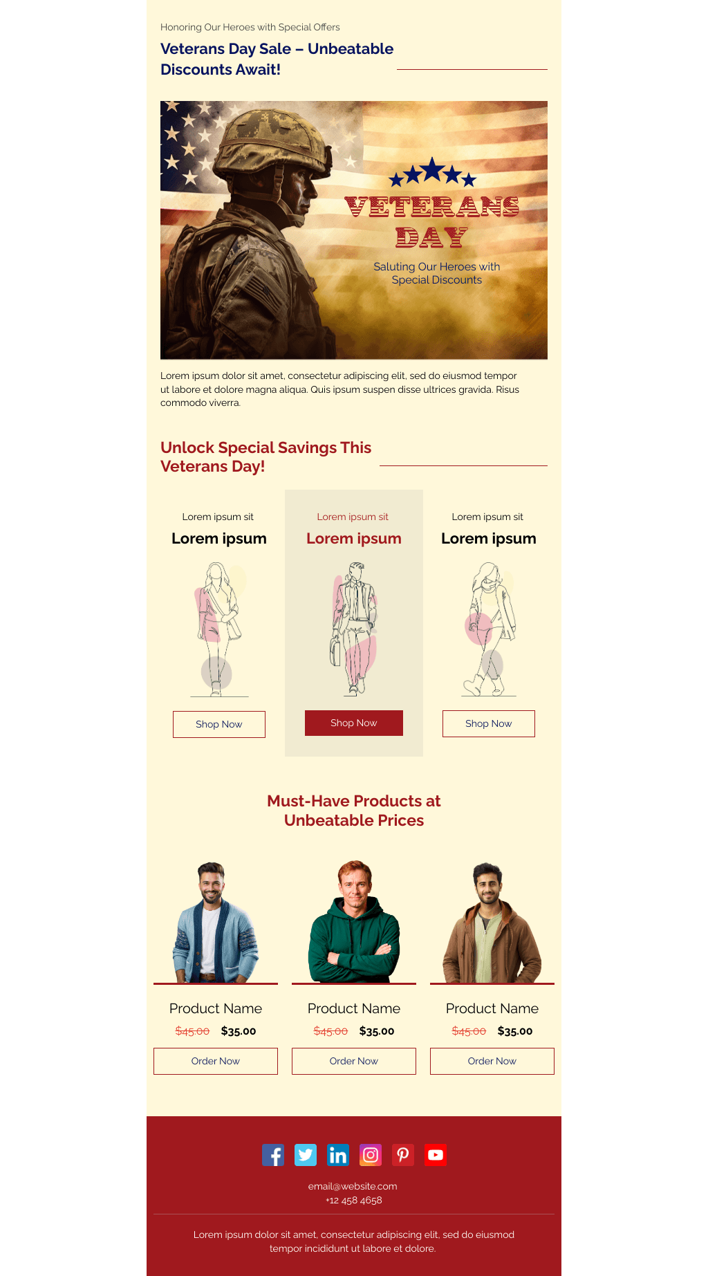 Laravel Mail Template - Veterans Day Military Discounts