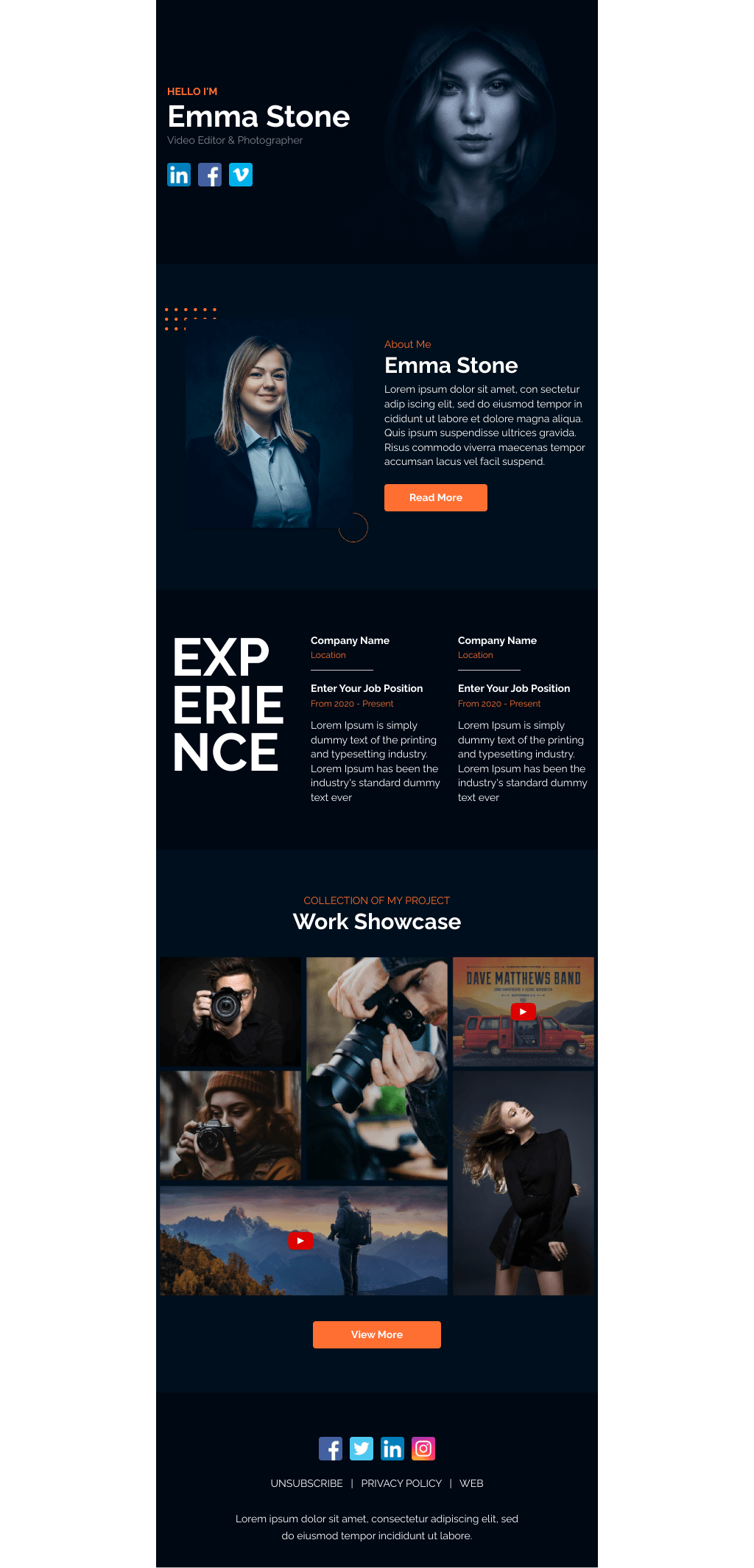 Laravel Mail Template - Video Editor CV