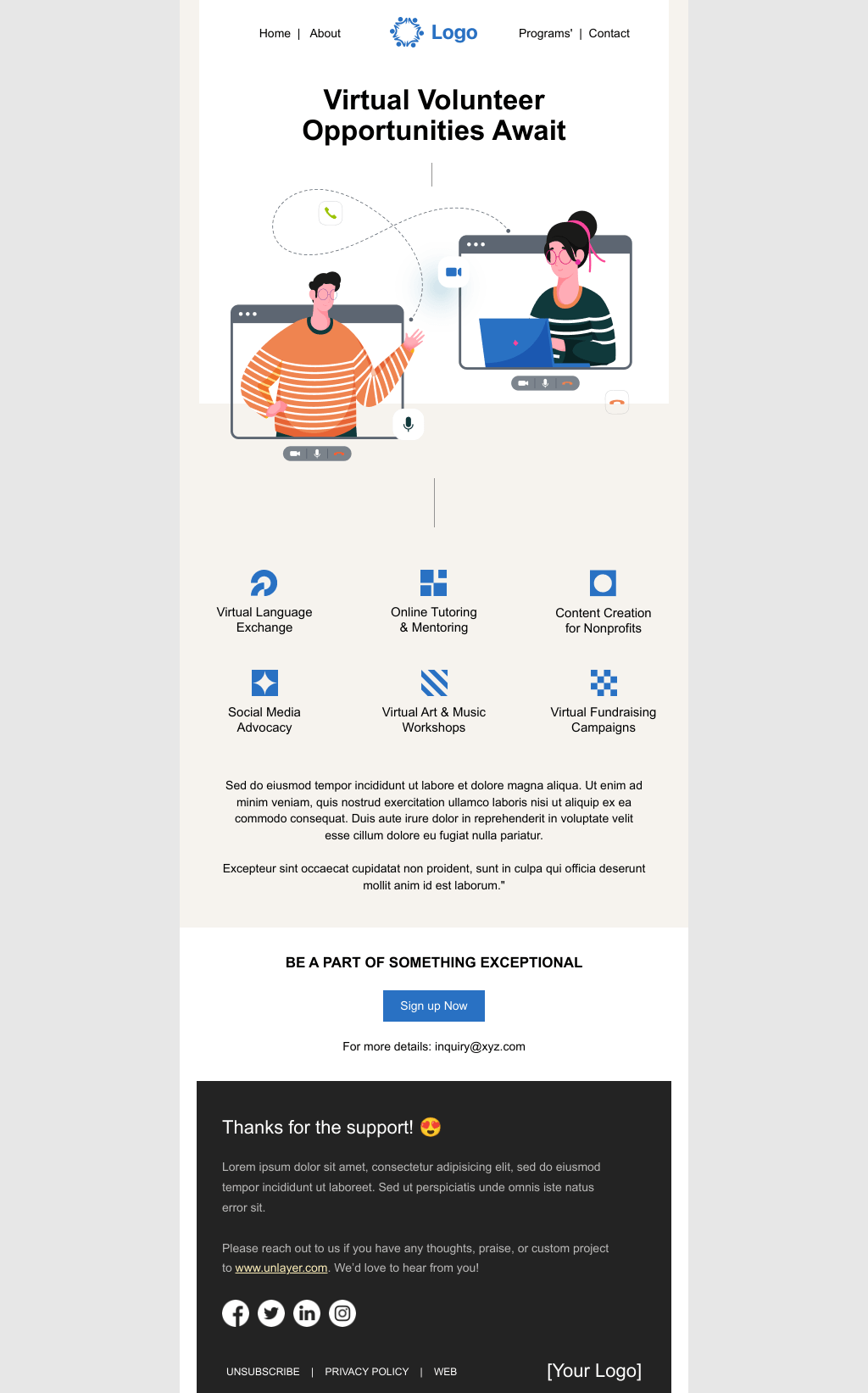 Laravel Mail Template - Virtual Volunteer Opportunities Email