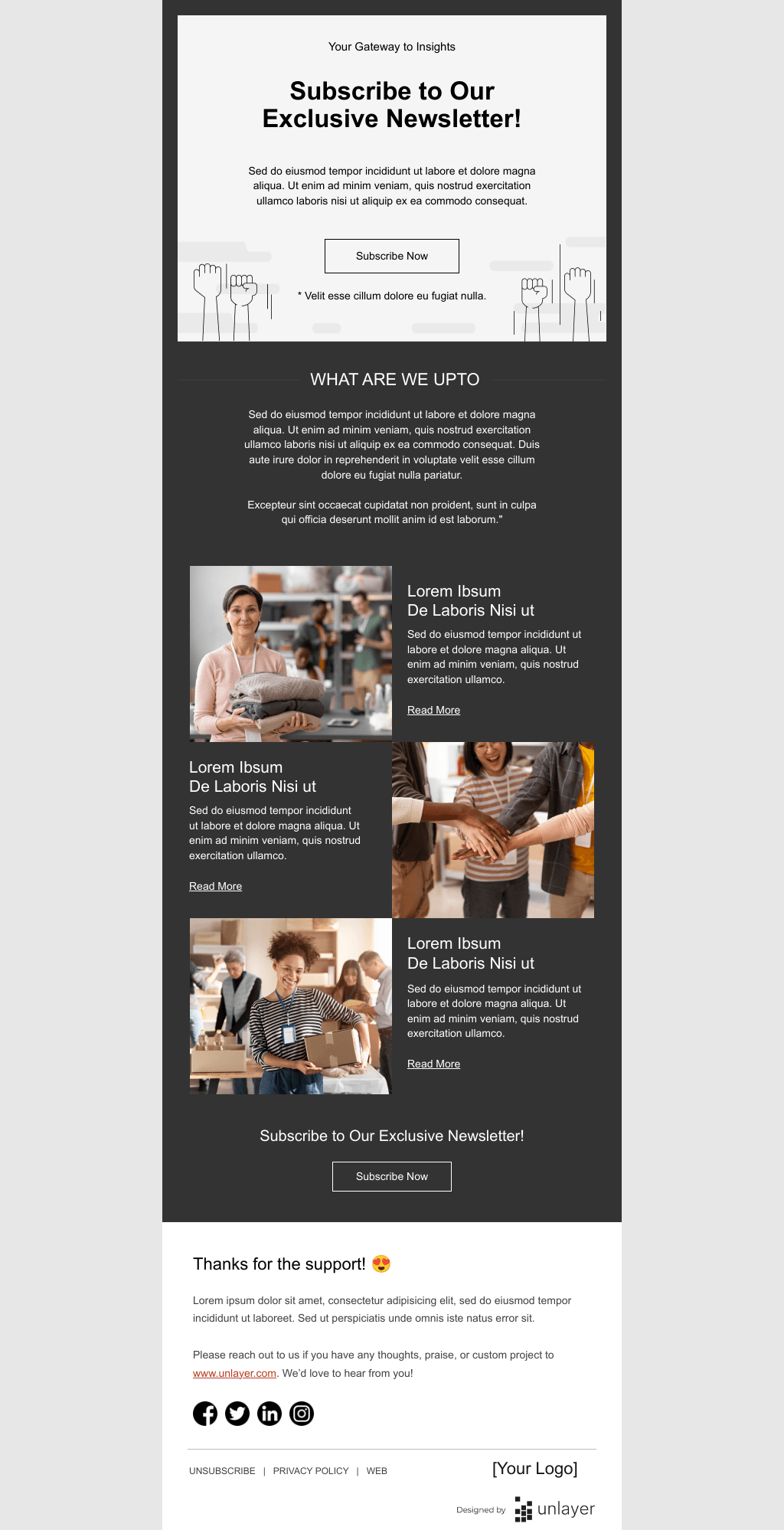 Laravel Mail Template - Volunteer Newsletter Subscription Email