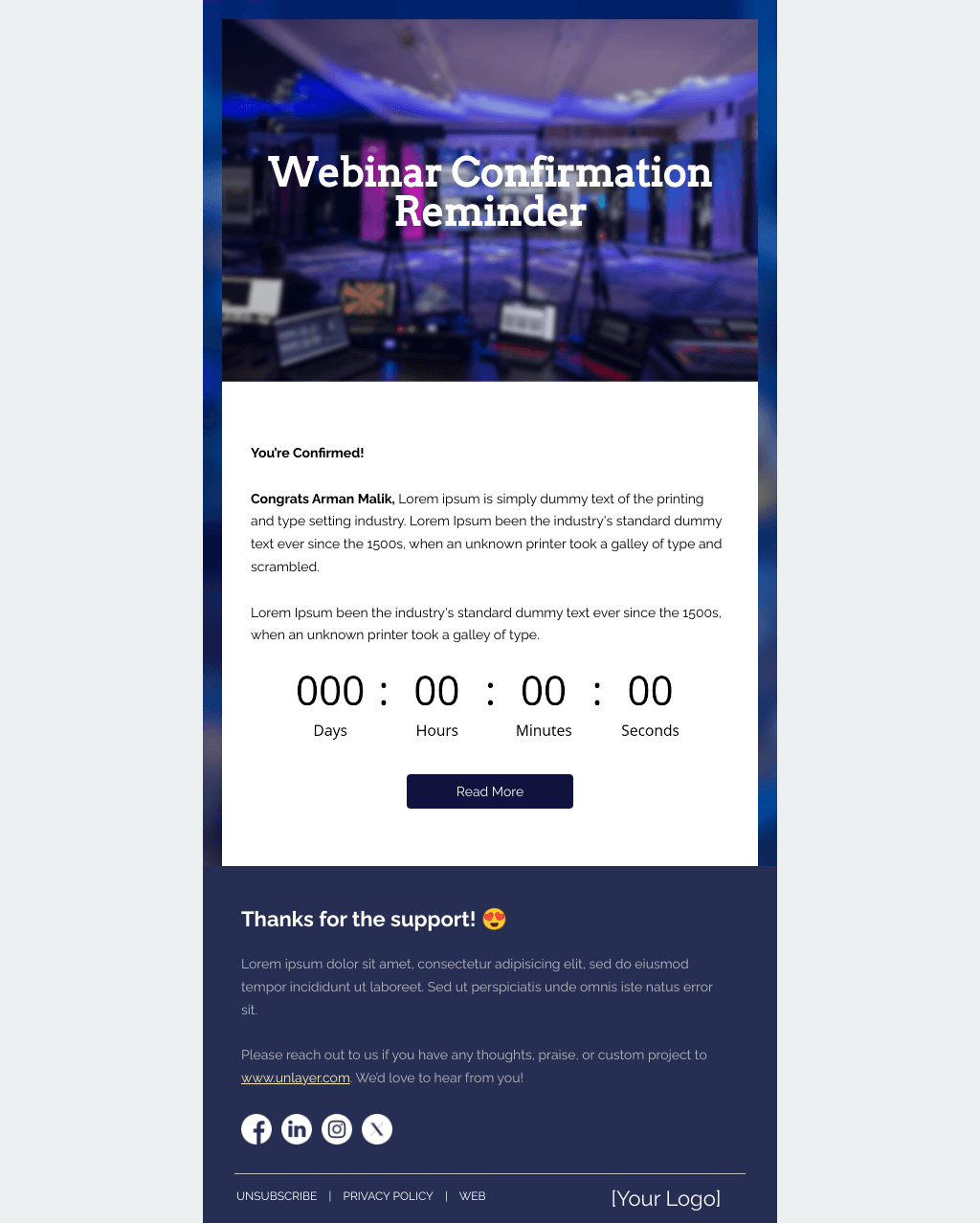 Laravel Mail Template - Webinar Confirmation Reminder