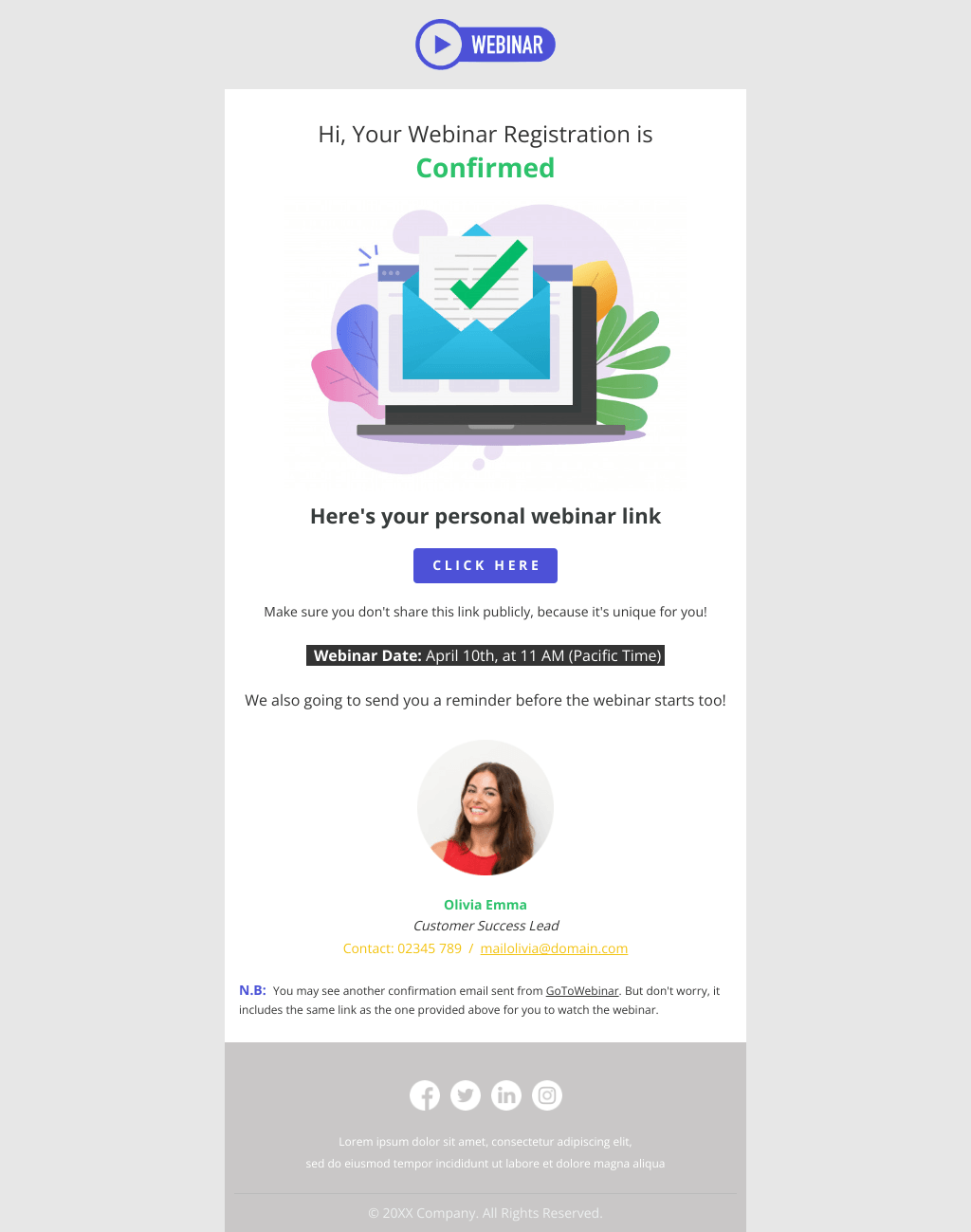 Laravel Mail Template - Webinar Confirmation