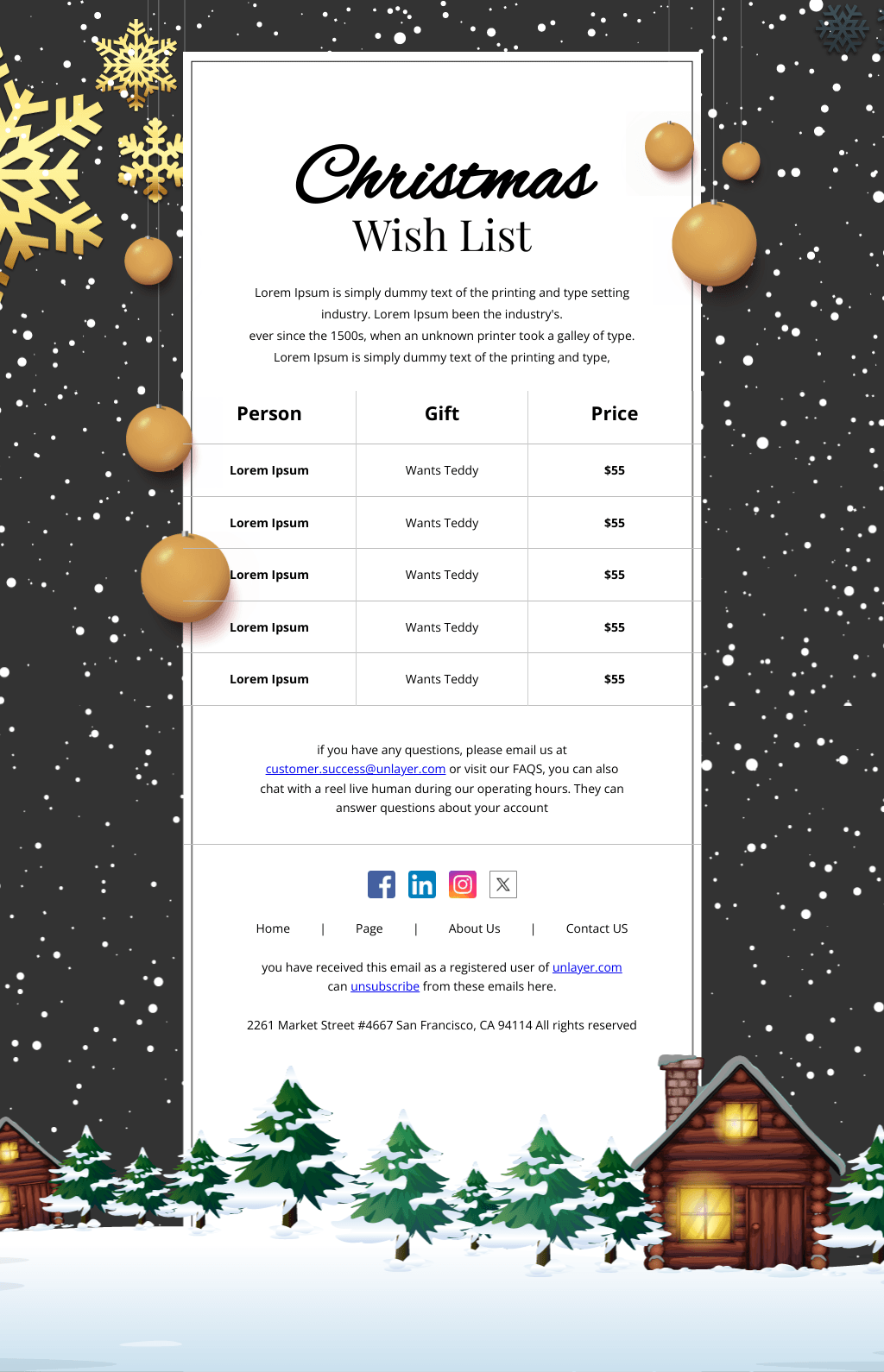 Laravel Mail Template - Wish List