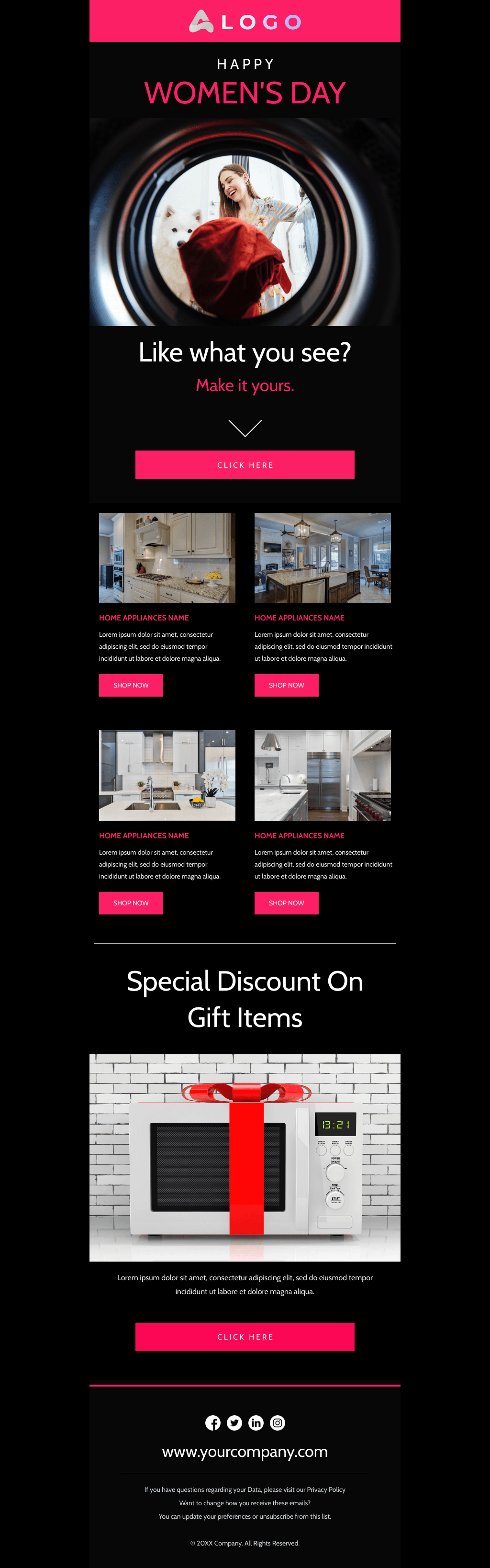 Laravel Mail Template - Women’s Day Home Appliances Sale