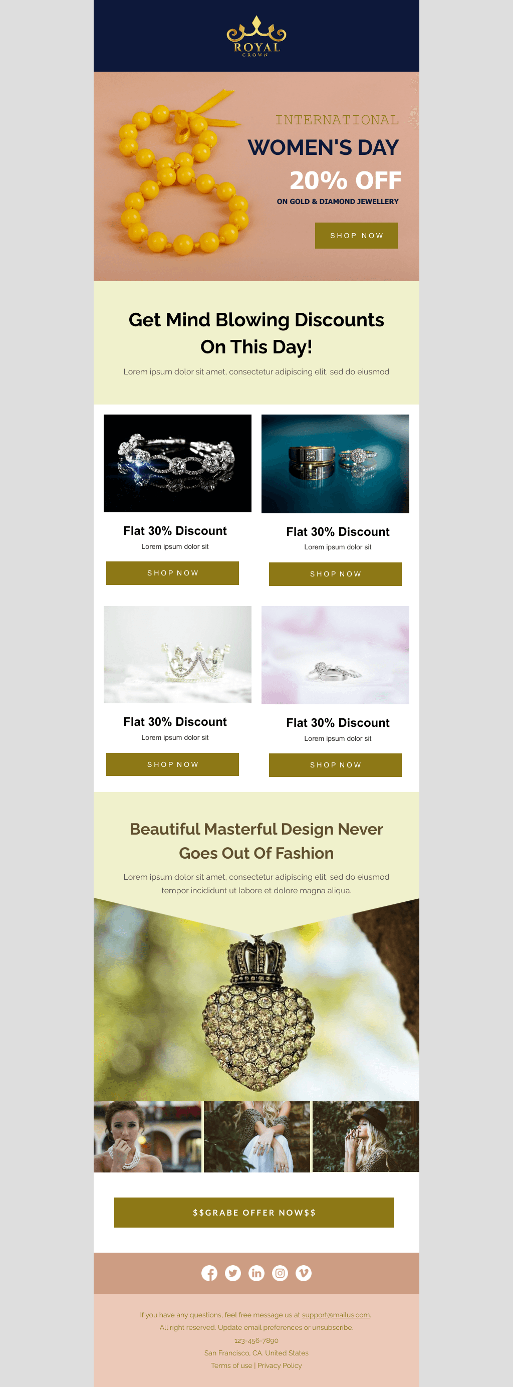 Laravel Mail Template - Women’s Day Jewellery Sale