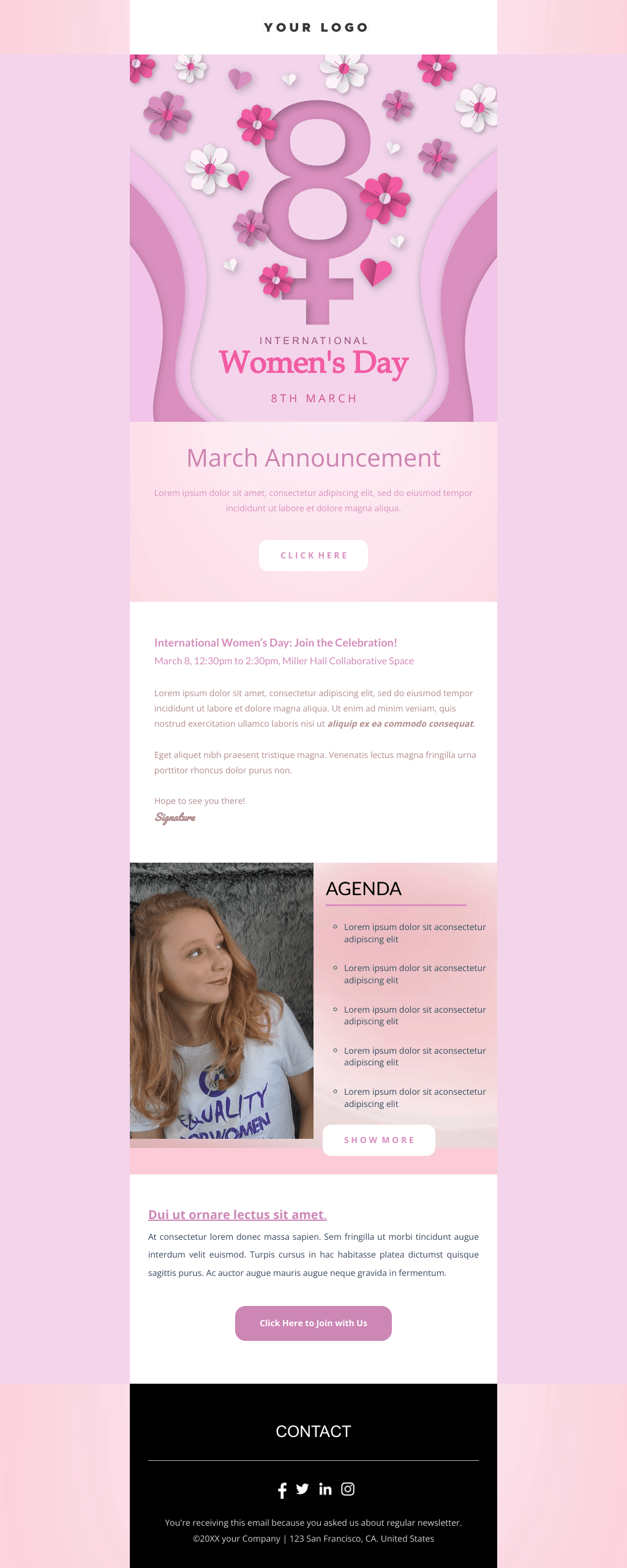 Laravel Mail Template - Women’s Day March Announcement