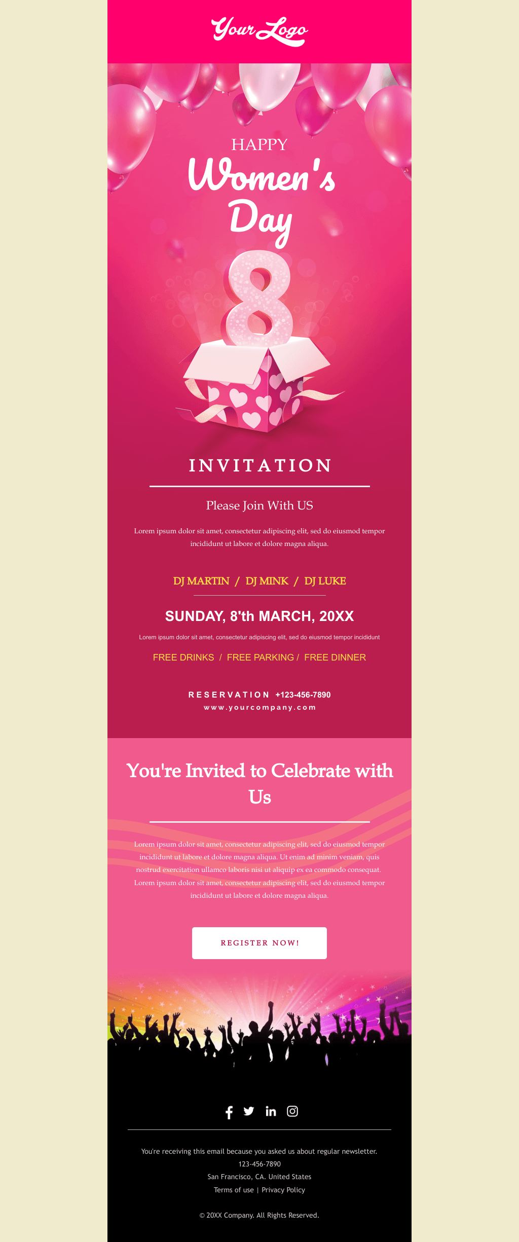 Laravel Mail Template - Women’s Day Party Invitation