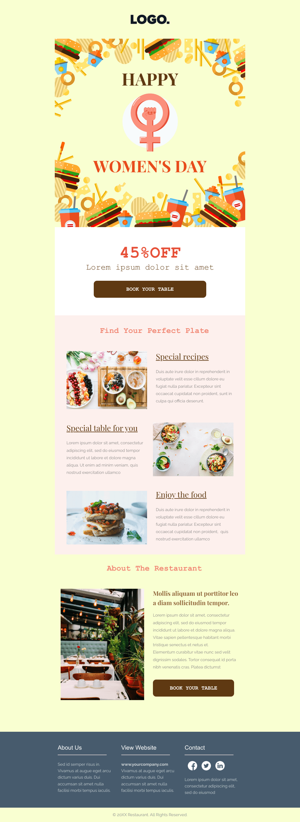Laravel Mail Template - Women’s Day Restaurant Discount 