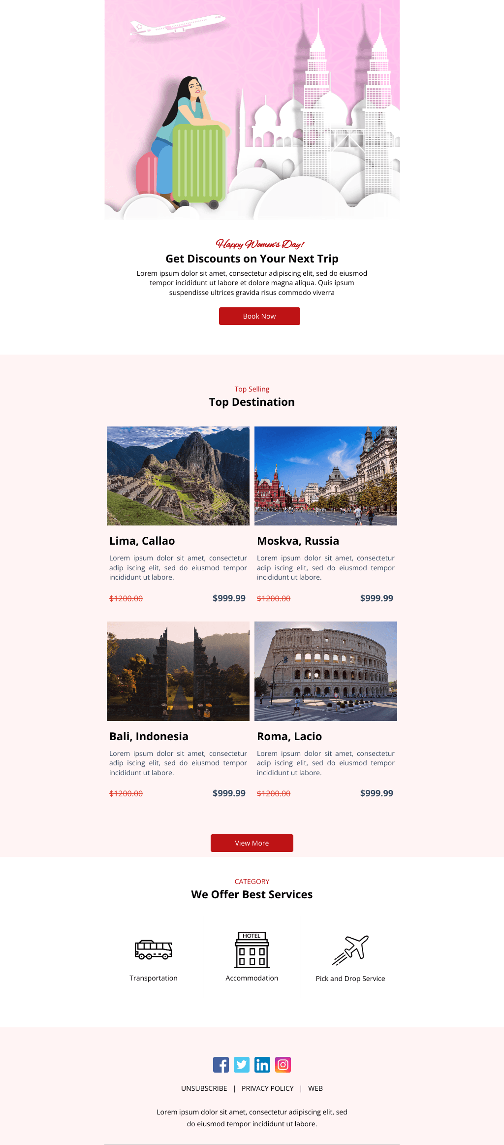 Laravel Mail Template - Women's Day Travel Discount