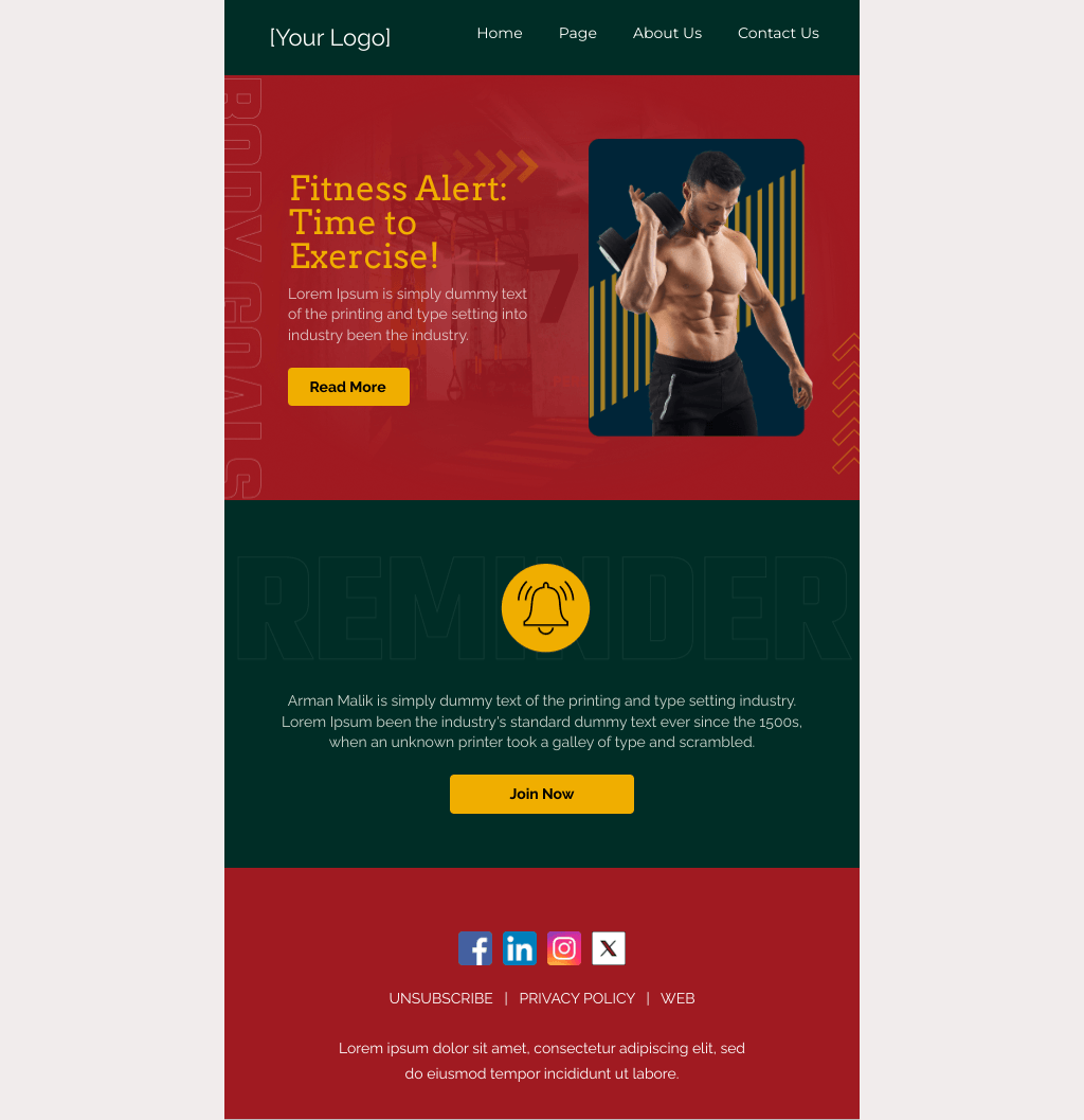 Laravel Mail Template - Workout Reminder