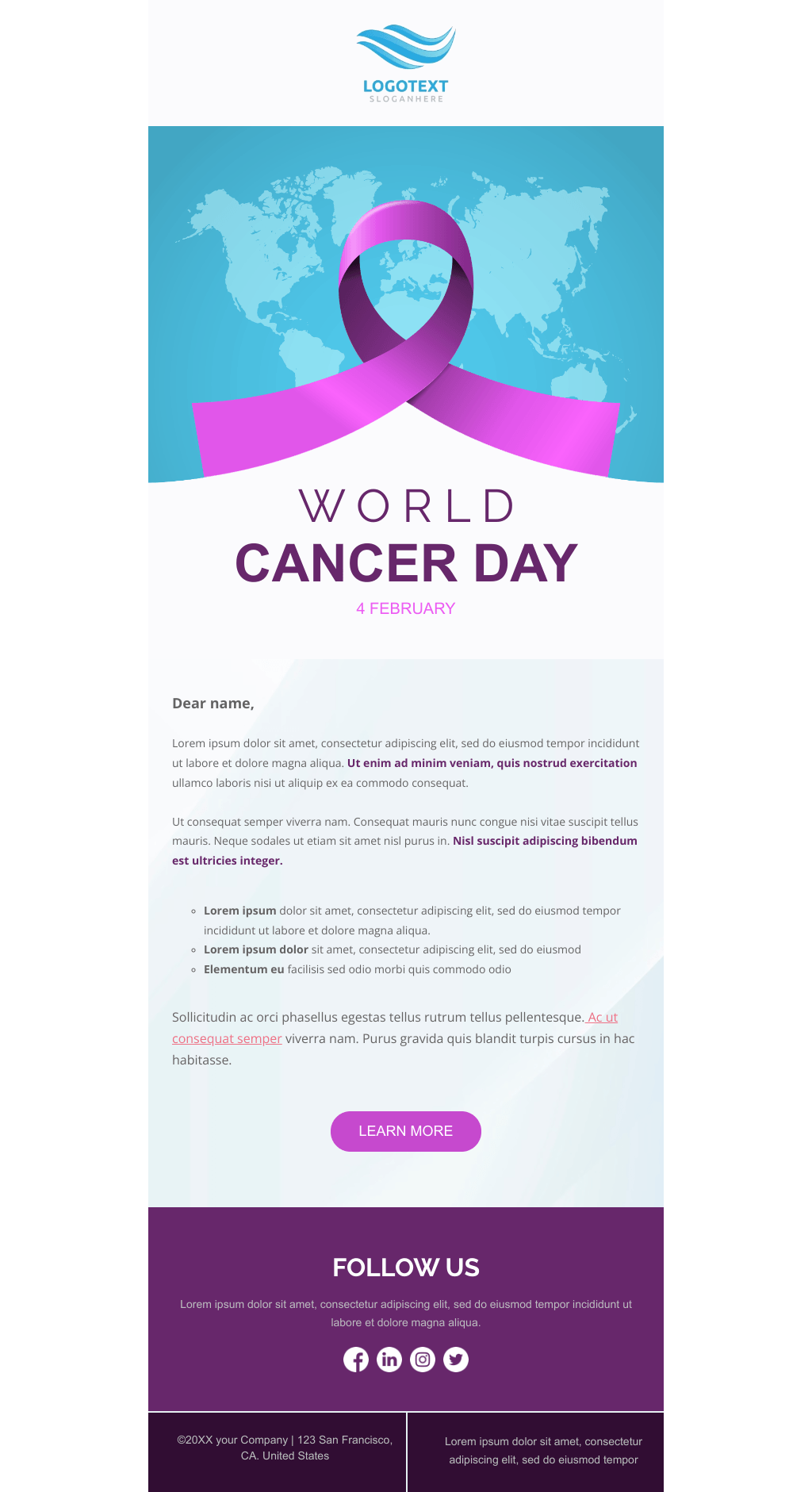 Laravel Mail Template - World Cancer Day Event Announcement