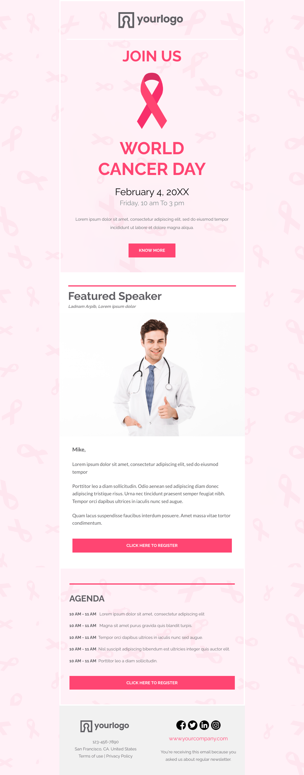 Laravel Mail Template - World Cancer Day Event Invitation