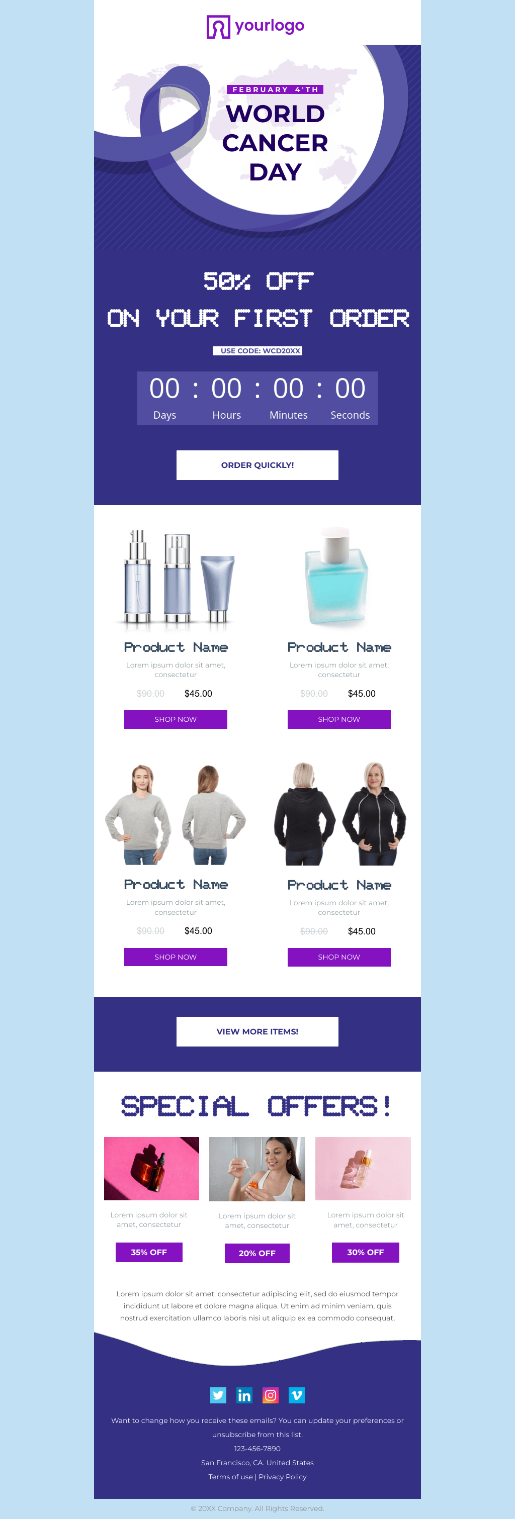 Laravel Mail Template - World Cancer Day Merchandise