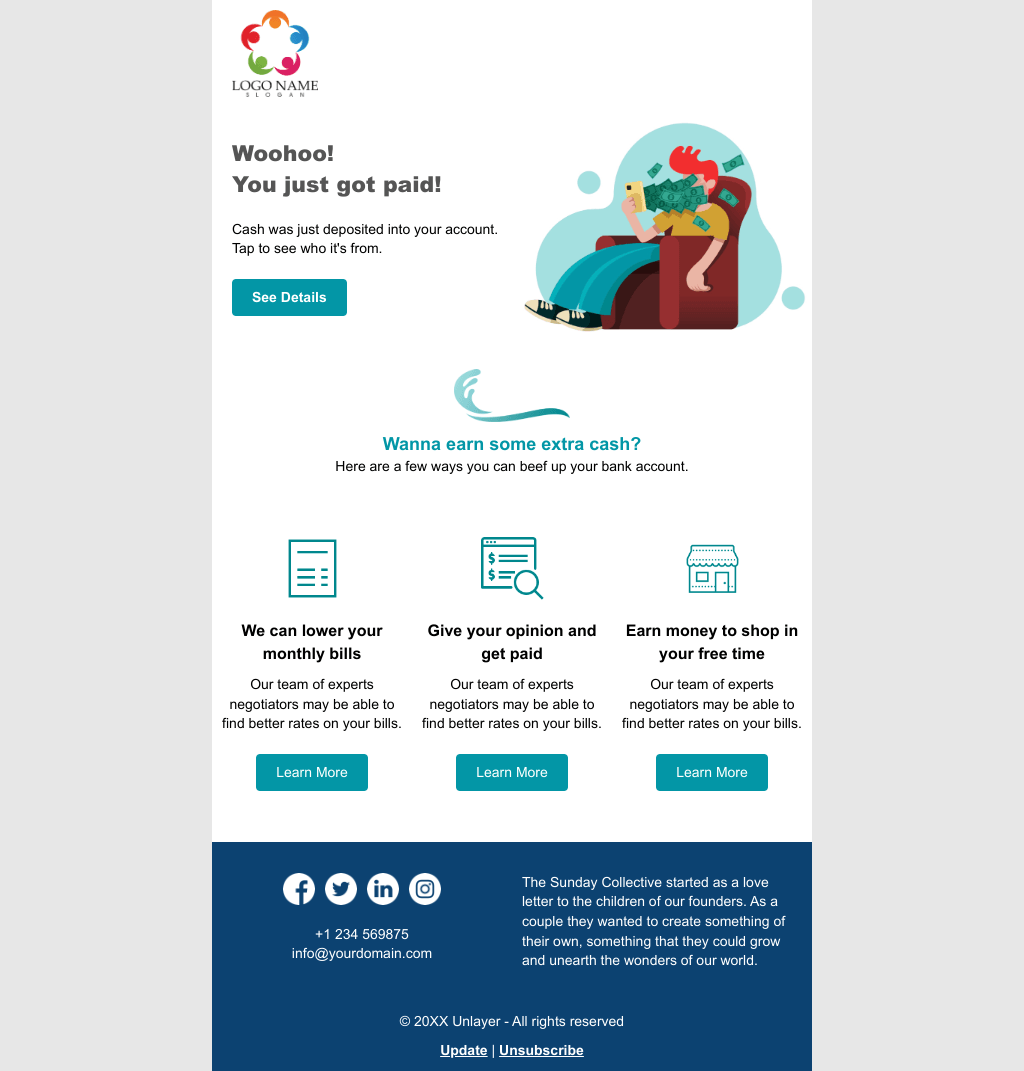 Laravel Mail Template - You Just Received Money!