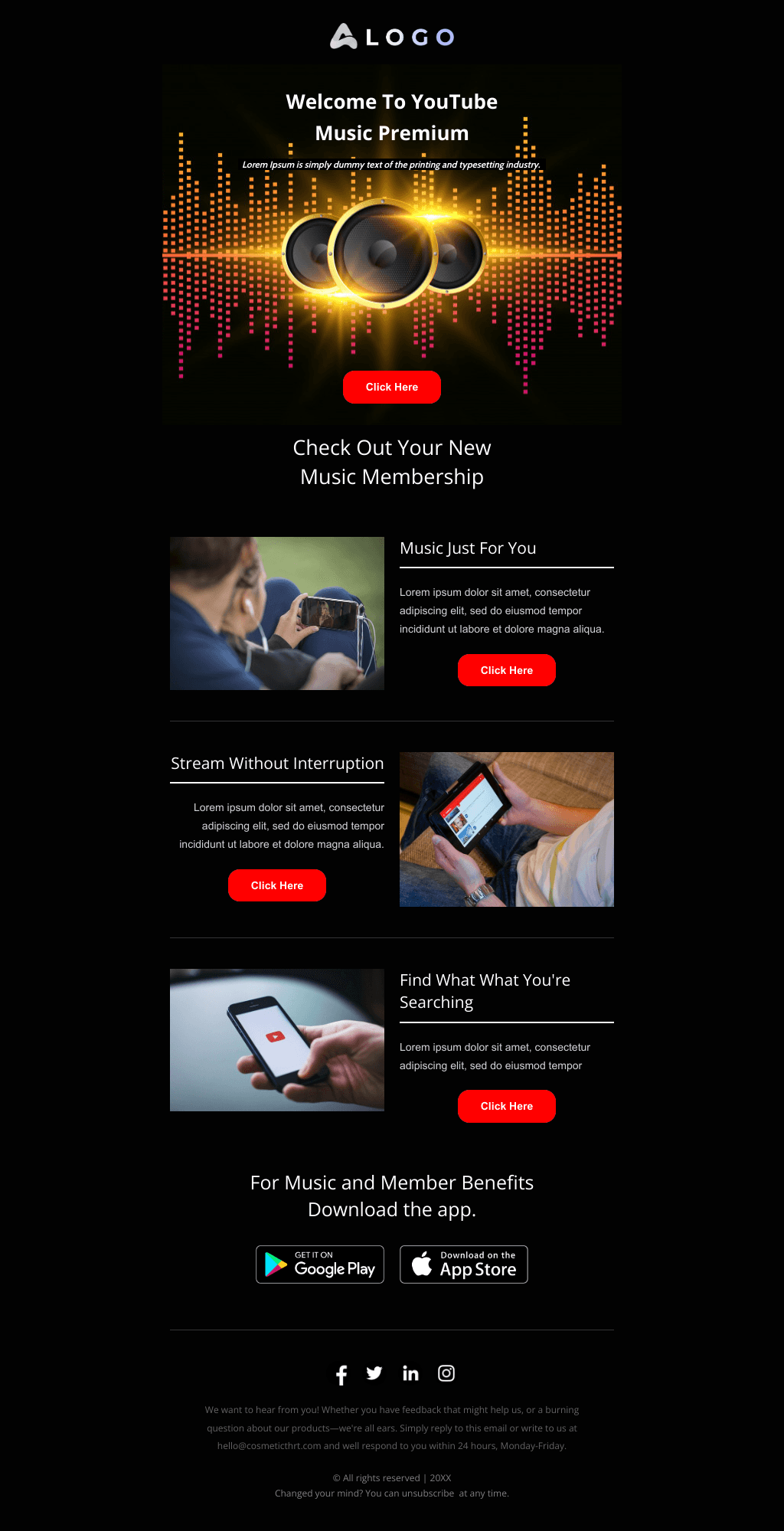 Laravel Mail Template - YouTube Music